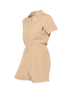 Combishort manches courtes légère beige en Tencel - BEIGE