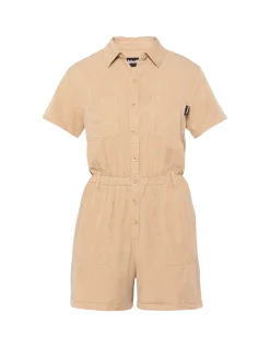 Combishort manches courtes légère beige en Tencel - BEIGE