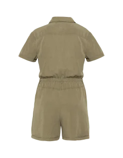 Combishort manches courtes légère kaki clair en Tencel - KAKI CLAIR