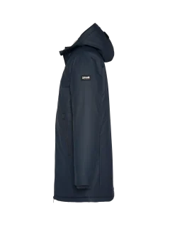 Coupe-vent long bleu marine à capuche doublé sherpa - MARINE