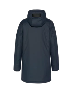 Coupe-vent long bleu marine à capuche doublé sherpa - MARINE