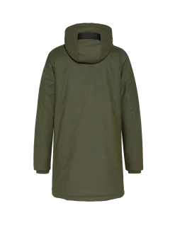 Coupe-vent long kaki à capuche doublé sherpa - KAKI