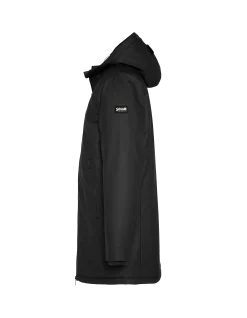 Coupe-vent long noir à capuche doublé sherpa - NOIR