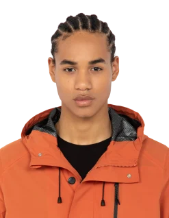 Coupe-vent orange foncé technique ultra-léger à capuche, coutures soudées - ORANGE FONCÉ