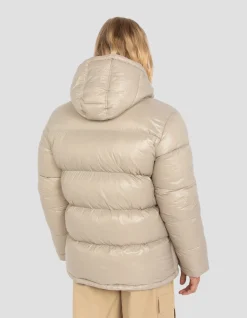 Doudoune beige à capuche shiny - BEIGE