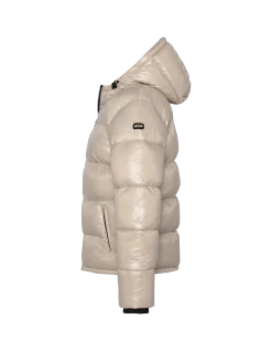 Doudoune beige à capuche shiny - BEIGE