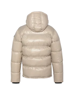 Doudoune beige à capuche shiny - BEIGE