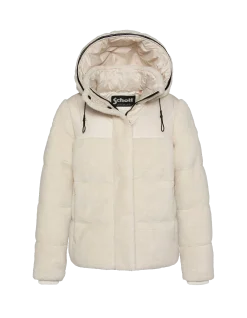 Doudoune bi-matière à capuche - BLANC CASSÉ