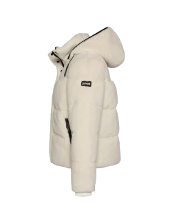 Doudoune bi-matière à capuche - BLANC CASSÉ