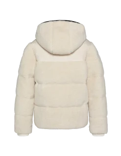 Doudoune bi-matière à capuche - BLANC CASSÉ