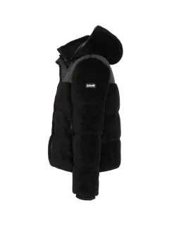 Doudoune bi-matière à capuche - NOIR