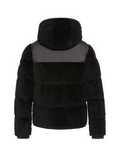 Doudoune bi-matière à capuche - NOIR