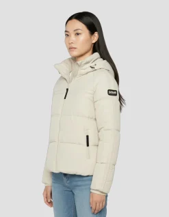 Doudoune blance cassé avec col en fausse fourrure amovible - BLANC CASSÉ