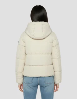 Doudoune blance cassé avec col en fausse fourrure amovible - BLANC CASSÉ