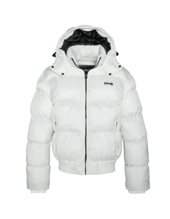 Doudoune blanche à capuche, coupe boxy - BLANC