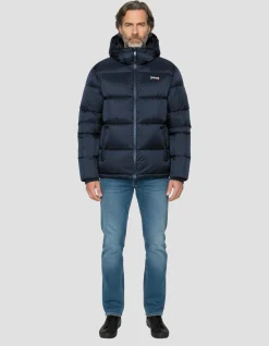 Doudoune bleu marine avec col en fausse fourrure amovible - MARINE