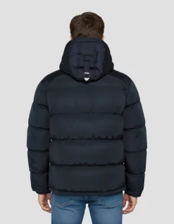 Doudoune bleu marine avec col en fausse fourrure amovible - MARINE