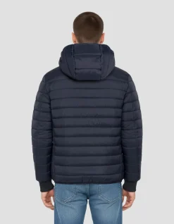 Doudoune bleu marine avec col en fausse fourrure amovible - MARINE