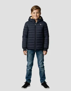 Doudoune bleu marine à capuche doublée fausse fourrure enfant - MARINE