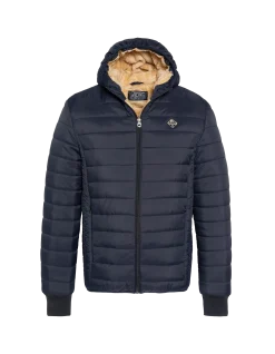 Doudoune bleu marine à capuche doublée fausse fourrure enfant - MARINE