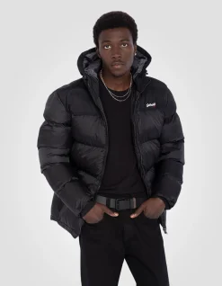 Doudoune à capuche noire unisexe - NOIR