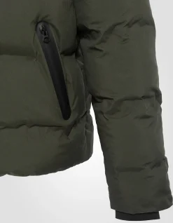Doudoune kaki à capuche sans couture, tissu mat - KAKI