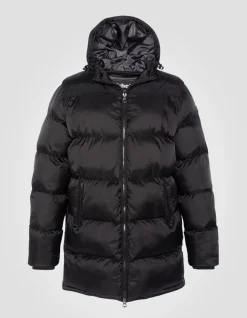 Doudoune longue noire à capuche - NOIR
