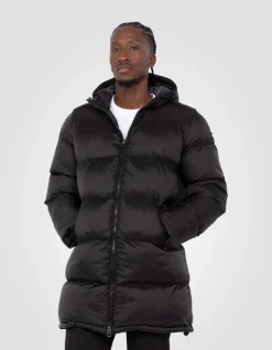 Doudoune longue noire à capuche - NOIR