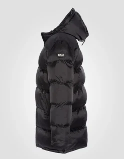 Doudoune longue noire à capuche - NOIR