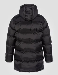 Doudoune longue noire à capuche - NOIR