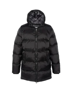 Doudoune longue noire à capuche enfant - NOIR