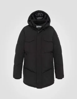 Doudoune longue noire à capuche - NOIR