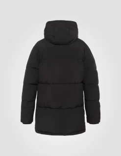 Doudoune longue noire à capuche - NOIR