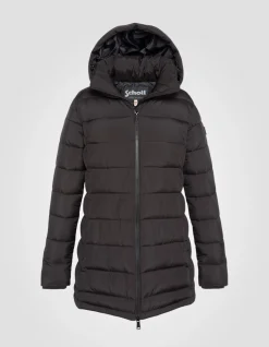Doudoune longue noire à capuche - NOIR