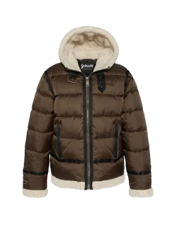 Doudoune marron à capuche esprit bombardier - MARRON