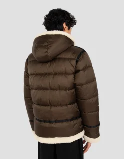 Doudoune marron à capuche esprit bombardier - MARRON