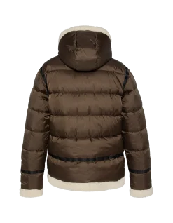 Doudoune marron à capuche esprit bombardier - MARRON