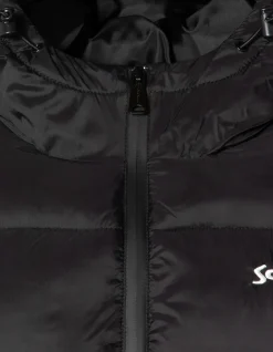 Doudoune noire avec col en fausse fourrure amovible - NOIR