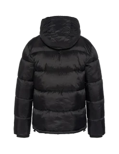Doudoune noire avec col en fausse fourrure amovible - NOIR