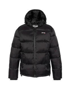 Doudoune noire avec col en fausse fourrure amovible - NOIR