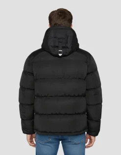 Doudoune noire avec col en fausse fourrure amovible - NOIR