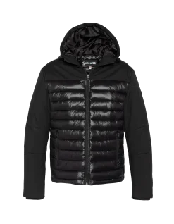 Doudoune noire avec col en fausse fourrure amovible - NOIR