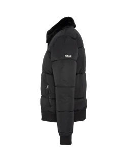 Doudoune noire avec col en fausse fourrure amovible - NOIR