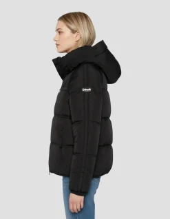 Doudoune noire avec col en fausse fourrure amovible - NOIR