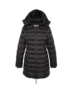 Doudoune noire avec col en fausse fourrure amovible - NOIR