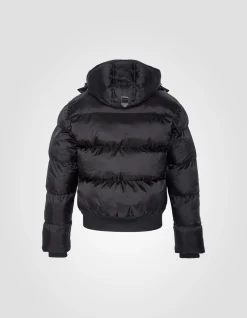 Doudoune noire à capuche, coupe boxy - NOIR