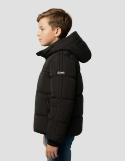 Doudoune noire à capuche doublée sherpa enfant - NOIR