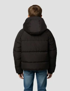 Doudoune noire à capuche doublée sherpa enfant - NOIR