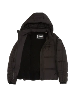 Doudoune noire à capuche doublée sherpa enfant - NOIR
