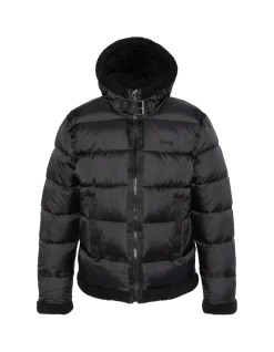 Doudoune noire à capuche esprit bombardier - NOIR